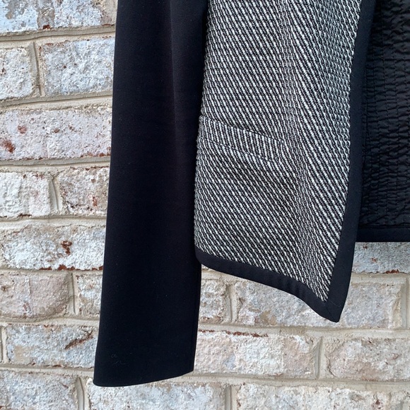 Theory Black and White Drape Front Open Blazer 8 - Picture 3 of 13